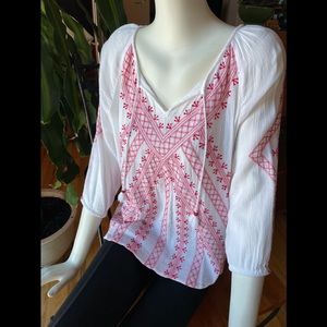 J.Jill Women’s Size SP white with red accents blouse